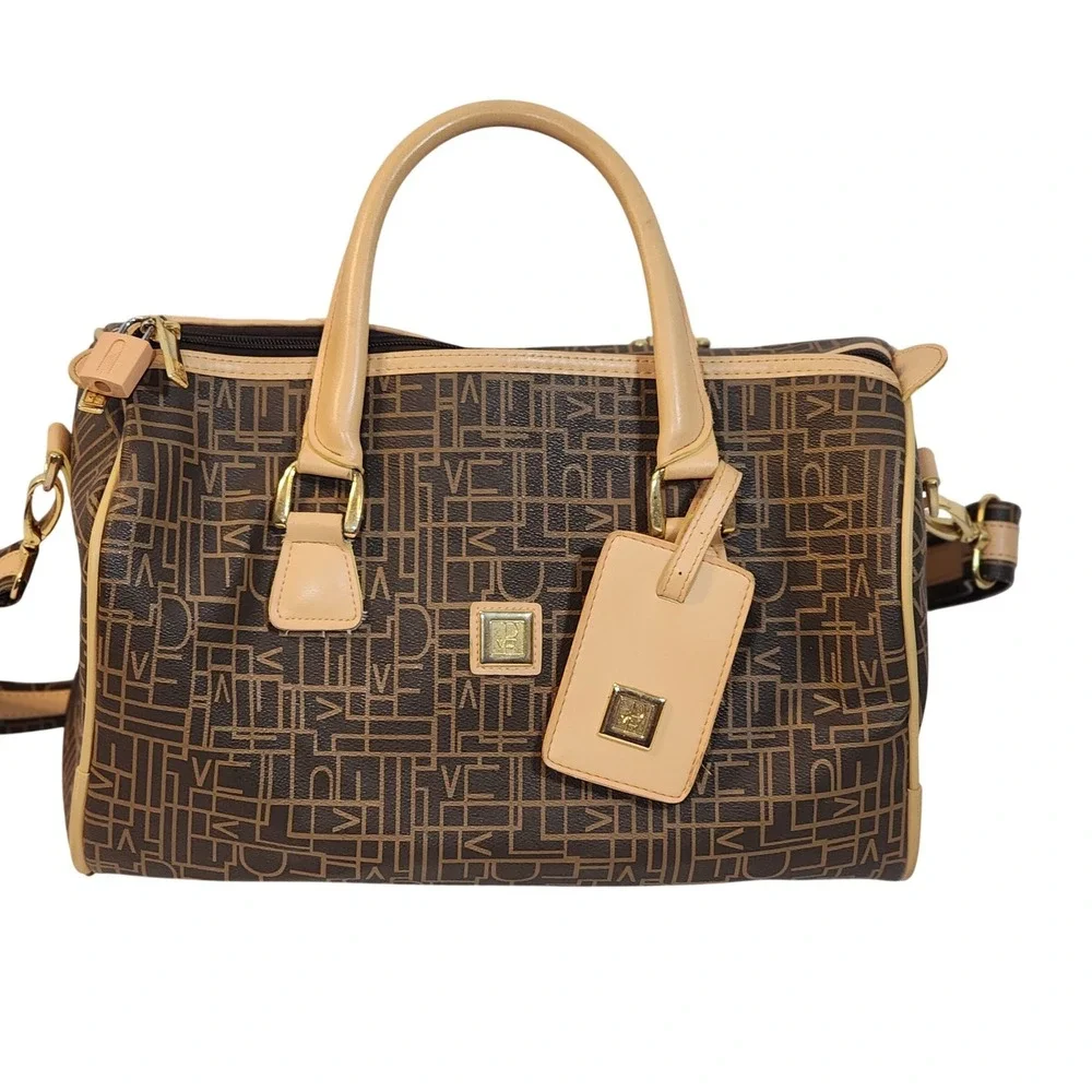 Diane Von Furstenberg DVF Brown‎ Monogram Vintage Luggage Bag Gold Hardware